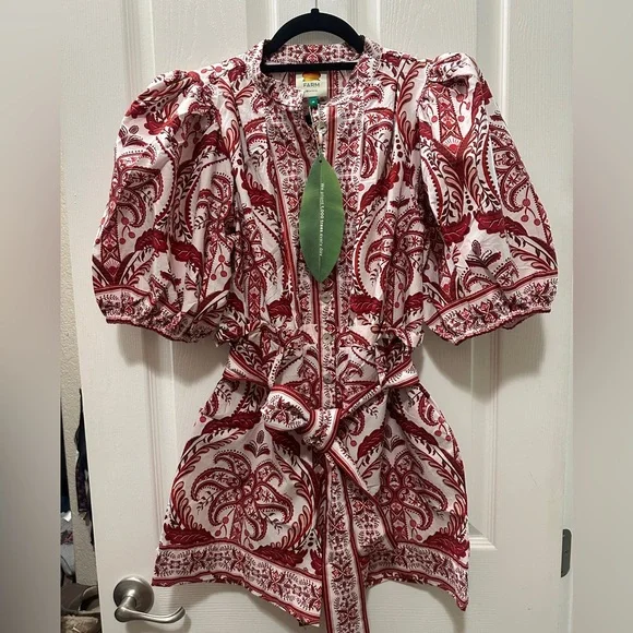 FARM Rio Off-White Tropical Cameo Cotton Romper Size M TROPICAL CAMEO- NWT! - Picture 3 of 6